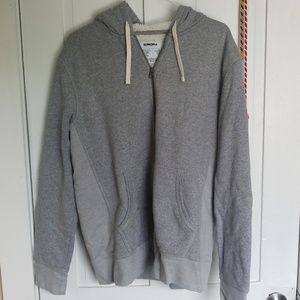 thick gray zipup with fluffy inside